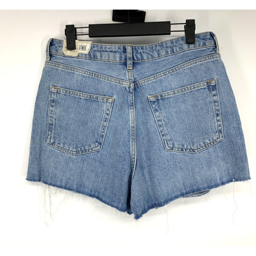 Topshop Mom Shorts Blue Denim Distressed Authentic High Waist NWT - Picture 9 of 13